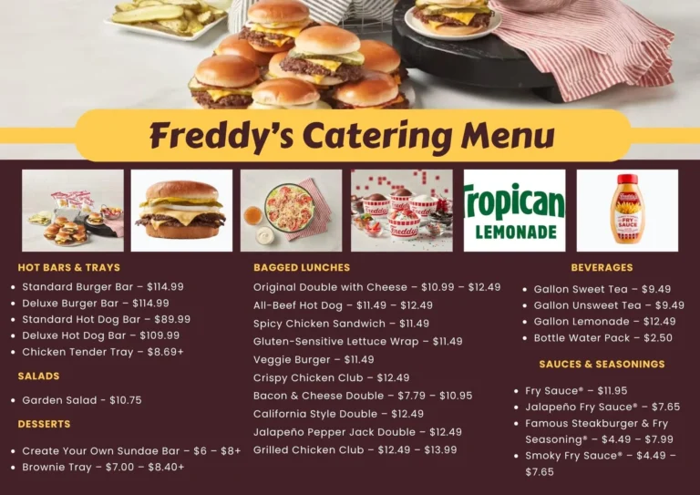 Freddy’s Catering Menu